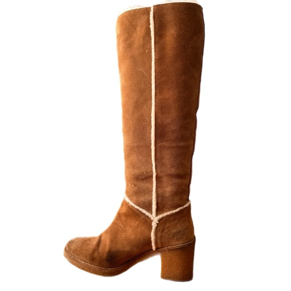 Ugg Kasen Chestnut Knee High Tall Heeled Boots Sz 8 block heel pull on - Picture 7 of 16